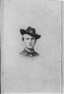 Enlisted at Hartford as private in the infantry for 3 months. He returned and re-enlisted in the Connecticut Cavalry and mustered out a Brevetted Brigadier General at age 23!